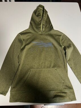 Sitka Kids Olive Green Logo Hoodie - Lightweight Pullover Sweatshirt